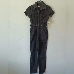 NWT Good American Fit For Success Black Denim Jumpsuit